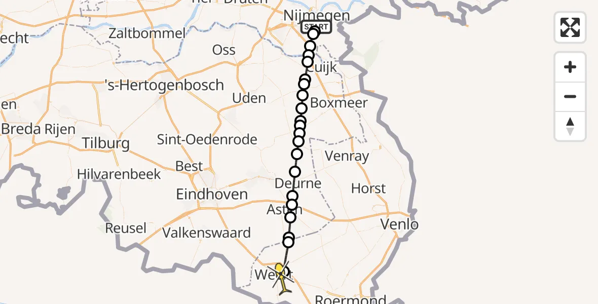 Routekaart van de vlucht: Lifeliner 3 naar Weert, Schutterspad
