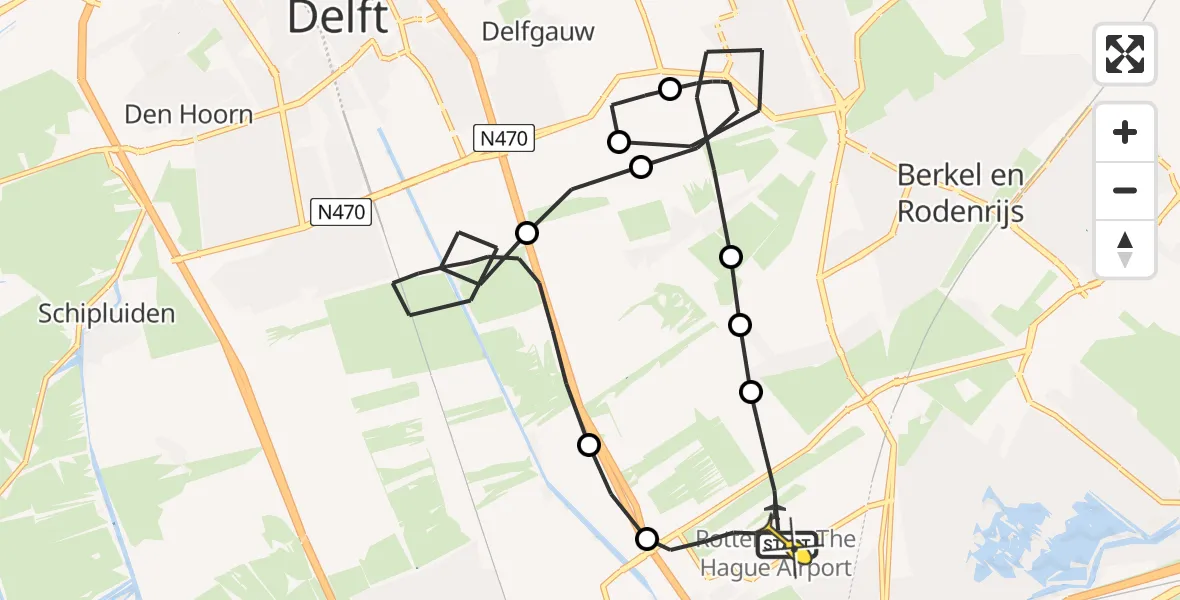 Routekaart van de vlucht: Lifeliner 2 naar Rotterdam The Hague Airport, A16 Rotterdam