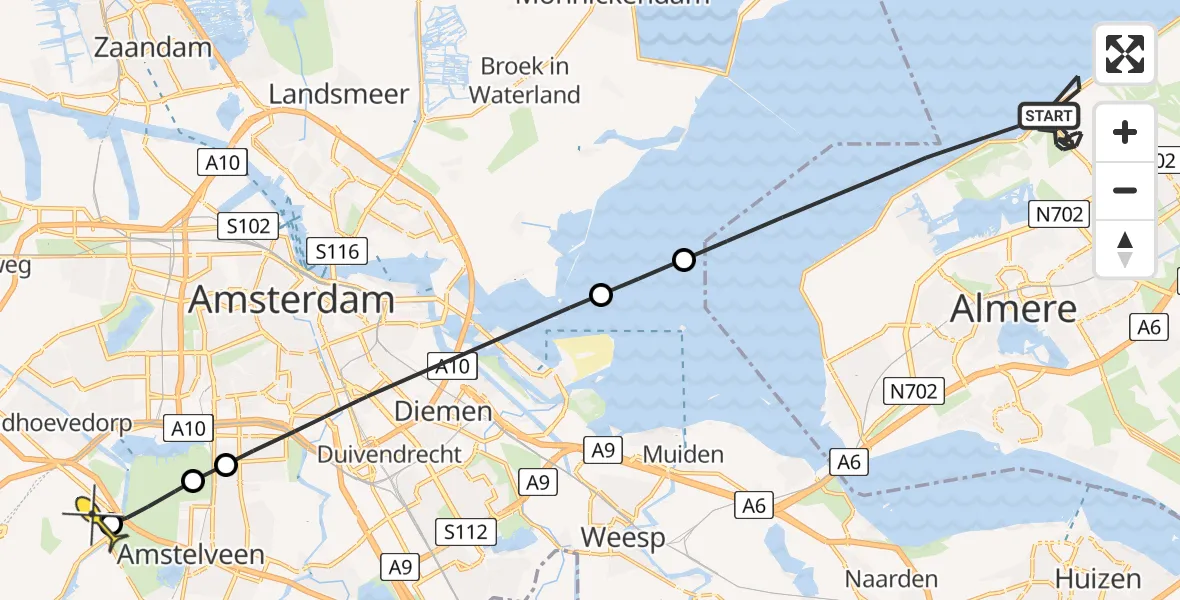 Routekaart van de vlucht: Politiehelikopter naar Schiphol, Wilgenbos