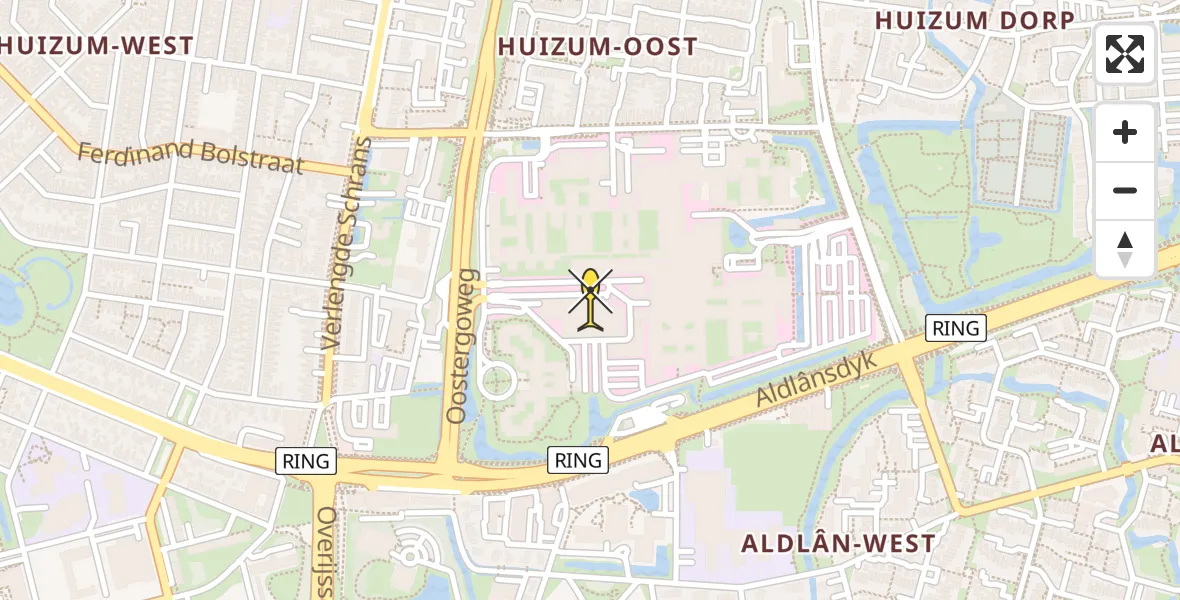 Routekaart van de vlucht: Ambulancehelikopter naar Leeuwarden