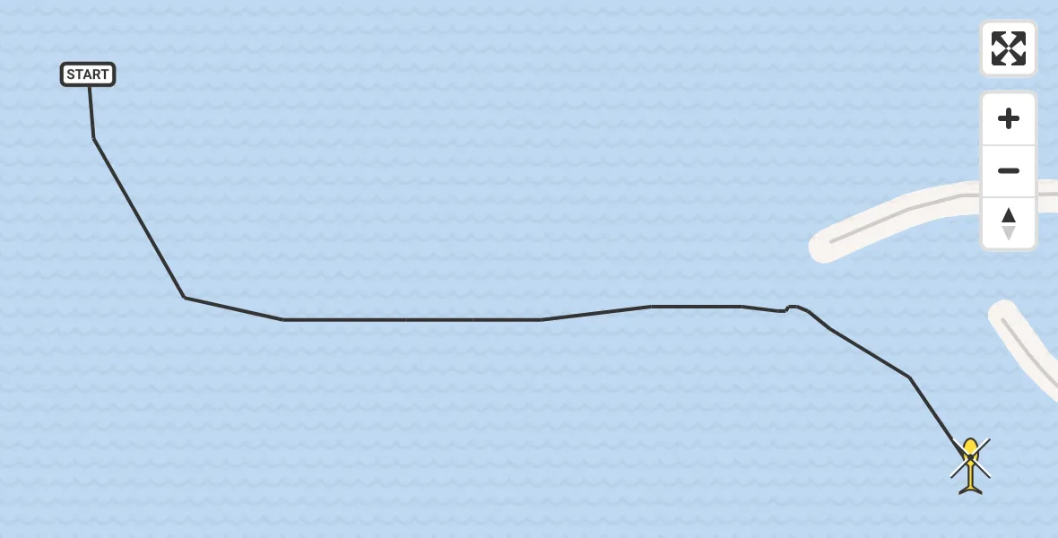 Routekaart van de vlucht: Kustwachthelikopter naar Vrouwenpolder, Zuidelijke Pier