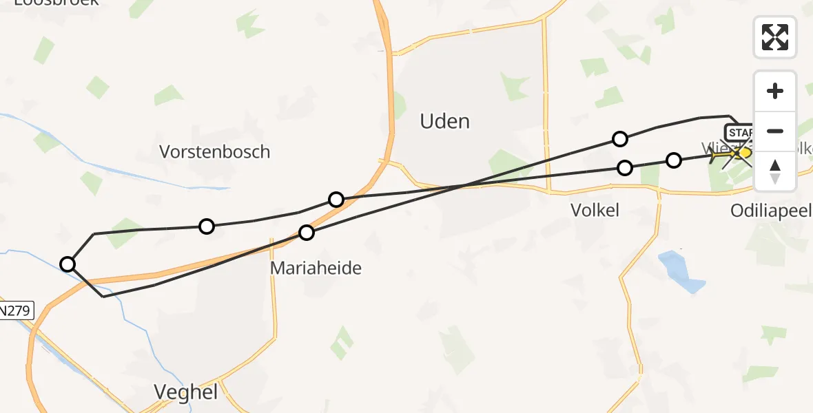 Routekaart van de vlucht: Lifeliner 3 naar Vliegbasis Volkel, Jagersveld