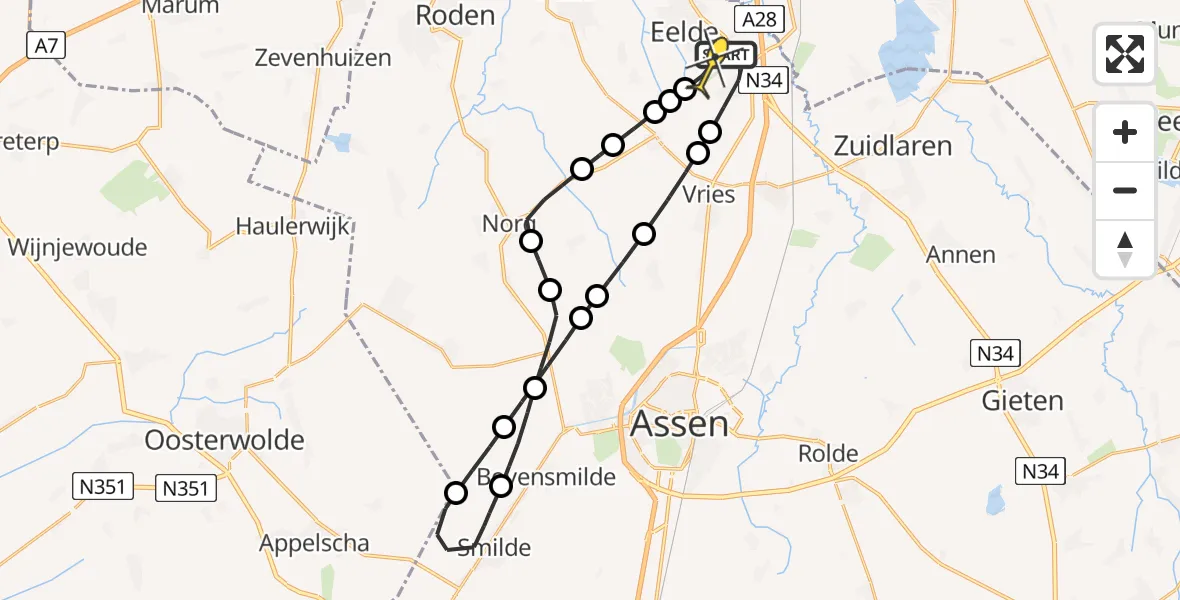 Routekaart van de vlucht: Lifeliner 4 naar Groningen Airport Eelde, Machlaan