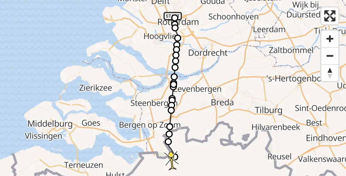 Routekaart van de vlucht: Politieheli naar Kapellen, Edsger Dijkstralaan