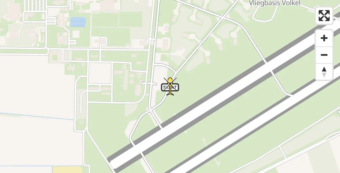 Routekaart van de vlucht: Politieheli naar Vliegbasis Volkel, Zeelandsedijk