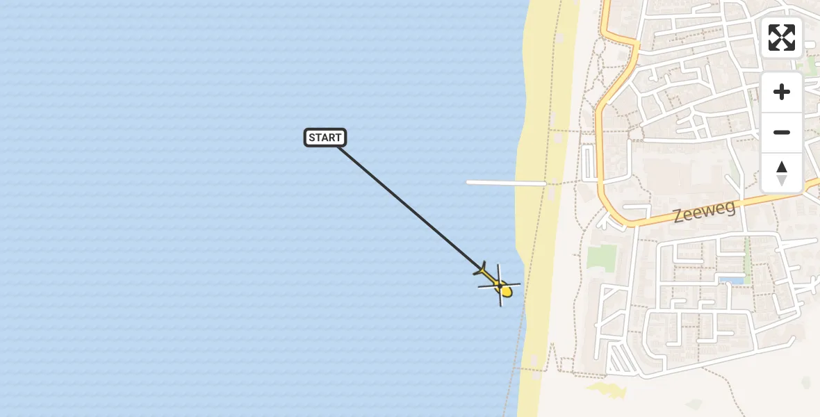 Routekaart van de vlucht: Politieheli naar Egmond aan Zee, Dr. Helleboulevard