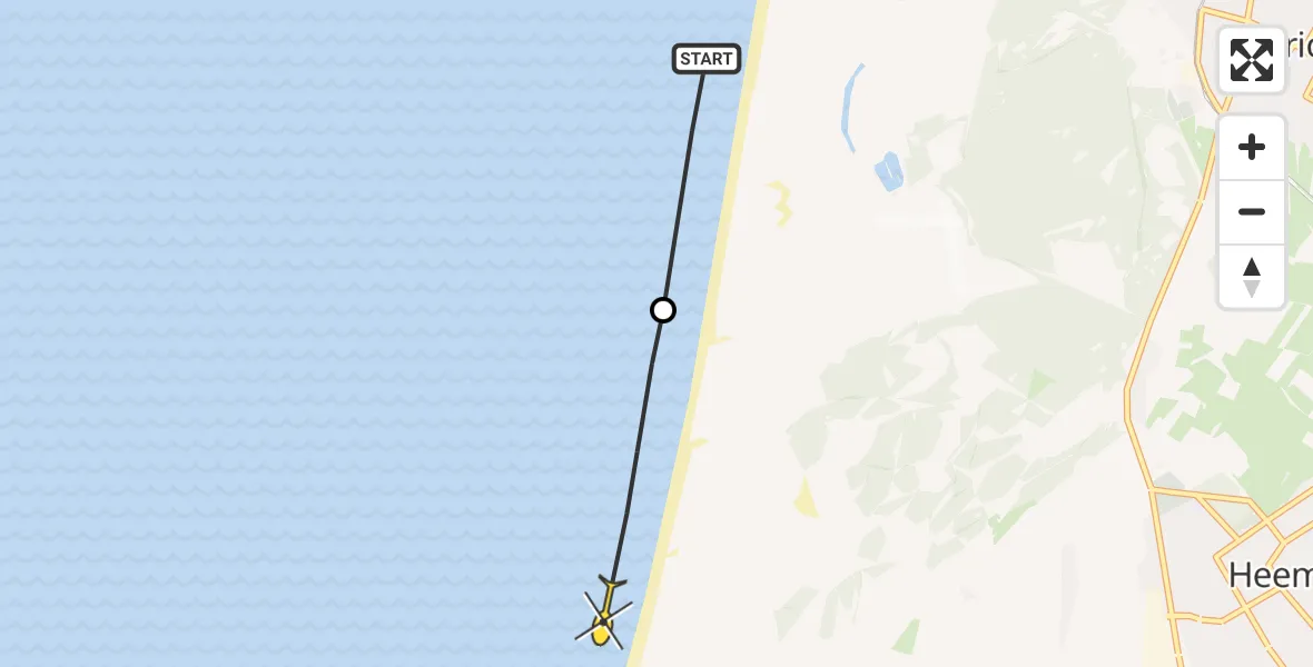 Routekaart van de vlucht: Politiehelikopter naar Heemskerk, Kruisbergstrand