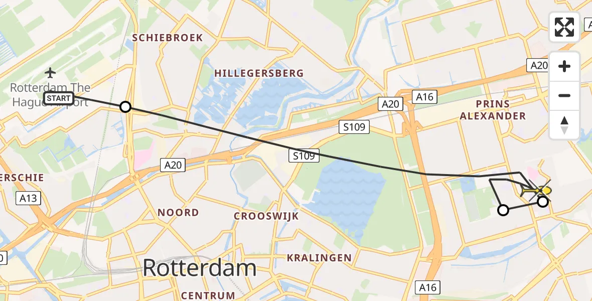 Routekaart van de vlucht: Lifeliner 2 naar Capelle aan den IJssel, Bovendijk