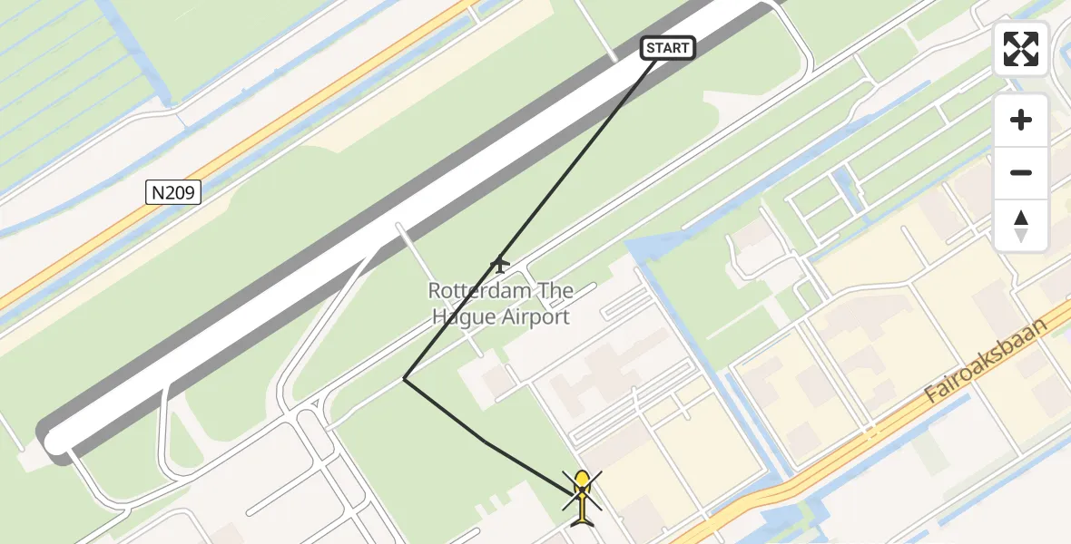 Routekaart van de vlucht: Lifeliner 2 naar Rotterdam The Hague Airport, Brandenburgbaan
