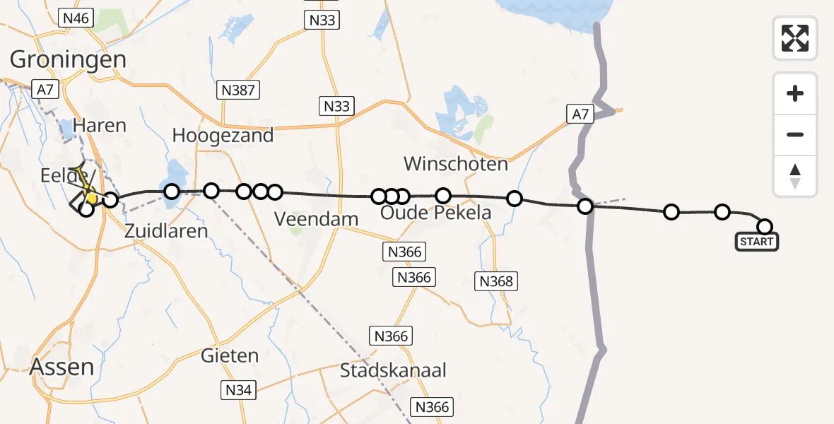Routekaart van de vlucht: Lifeliner 4 naar Groningen Airport Eelde, Machlaan