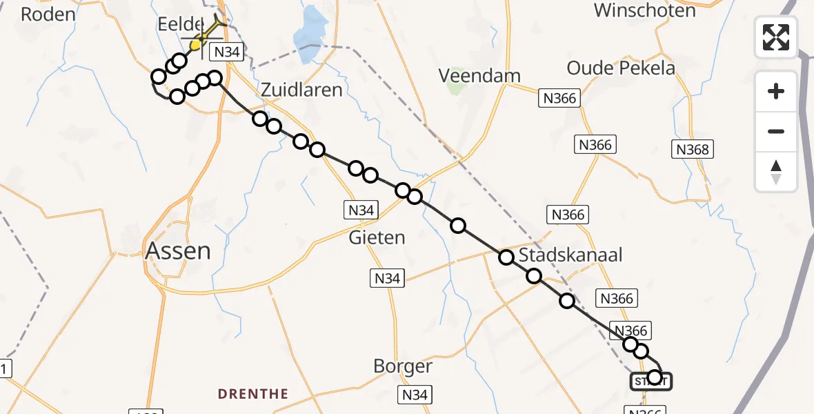 Routekaart van de vlucht: Lifeliner 4 naar Groningen Airport Eelde, Handelsweg
