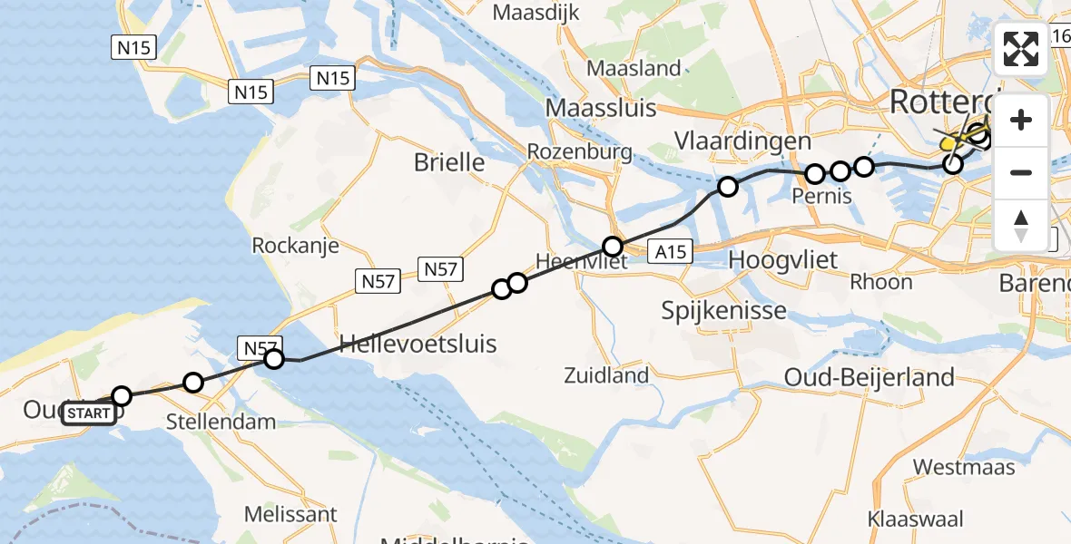 Routekaart van de vlucht: Lifeliner 2 naar Erasmus MC, Middeldijk