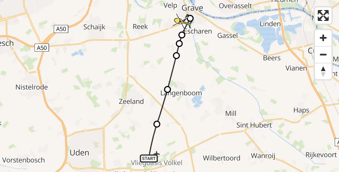 Routekaart van de vlucht: Lifeliner 3 naar Velp, Trentse Bossen