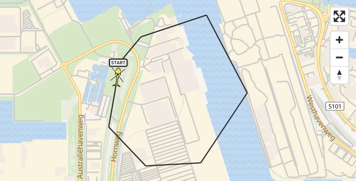 Routekaart van de vlucht: Lifeliner 1 naar Amsterdam Heliport, Kajuitpad