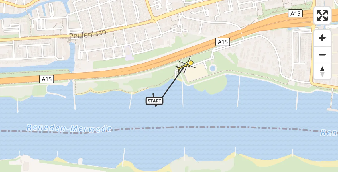 Routekaart van de vlucht: Lifeliner 3 naar Hardinxveld-Giessendam, Zonnepark RWZI Hardinxveld-Giessendam