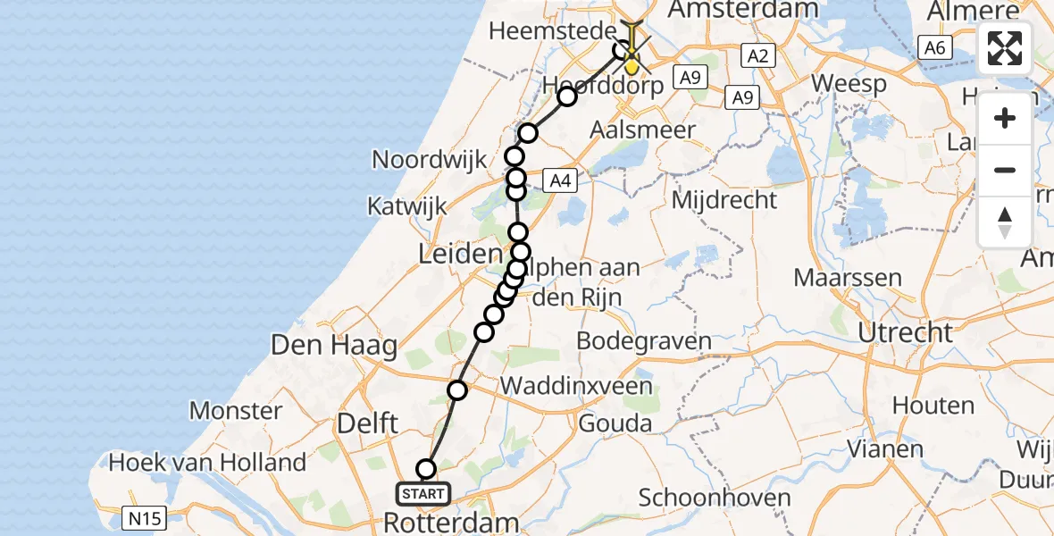 Routekaart van de vlucht: Lifeliner 2 naar Lijnden, Oude Bovendijk