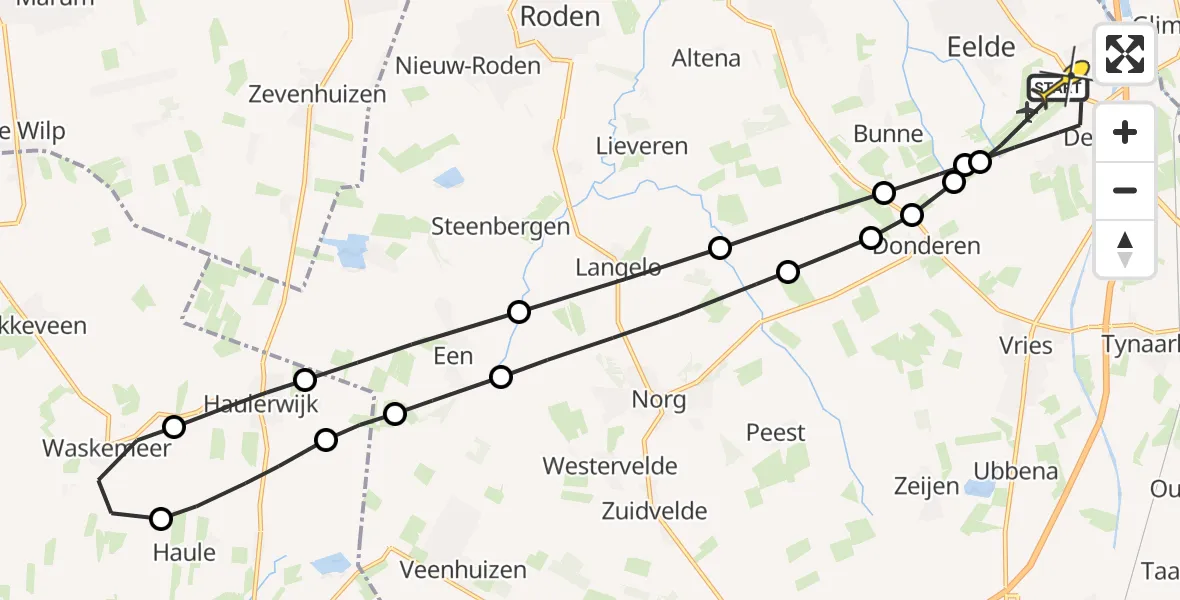 Routekaart van de vlucht: Lifeliner 4 naar Groningen Airport Eelde, Duinstraat