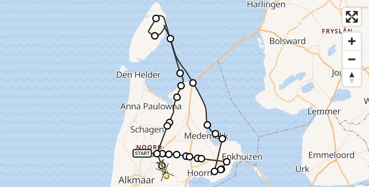 Routekaart van de vlucht: Politiehelikopter naar Hensbroek, Zuiderweg