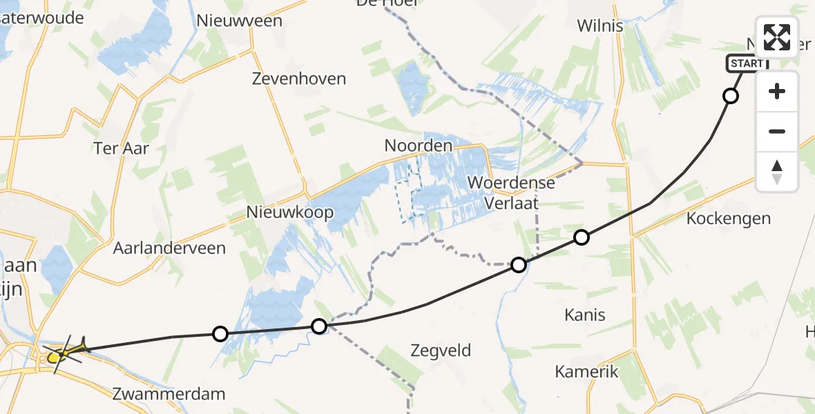 Routekaart van de vlucht: Politieheli naar Alphen aan den Rijn, Uitweg van Portengen