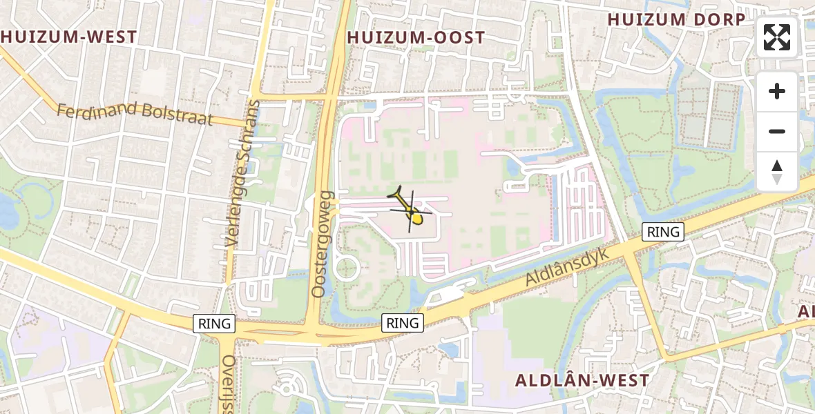 Routekaart van de vlucht: Ambulancehelikopter naar Leeuwarden