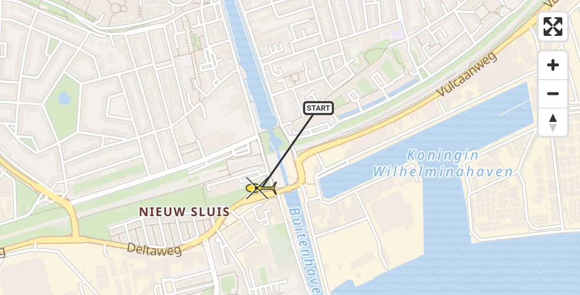 Routekaart van de vlucht: Lifeliner 2 naar Vlaardingen, Galgkade