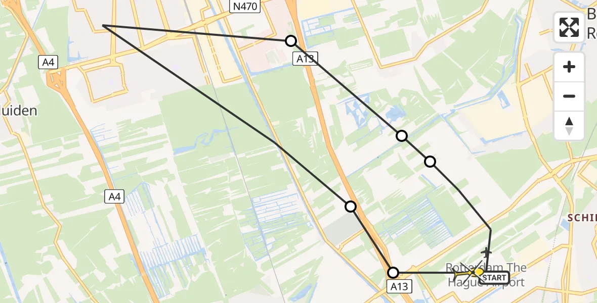 Routekaart van de vlucht: Lifeliner 2 naar Rotterdam The Hague Airport, Doenkadepad
