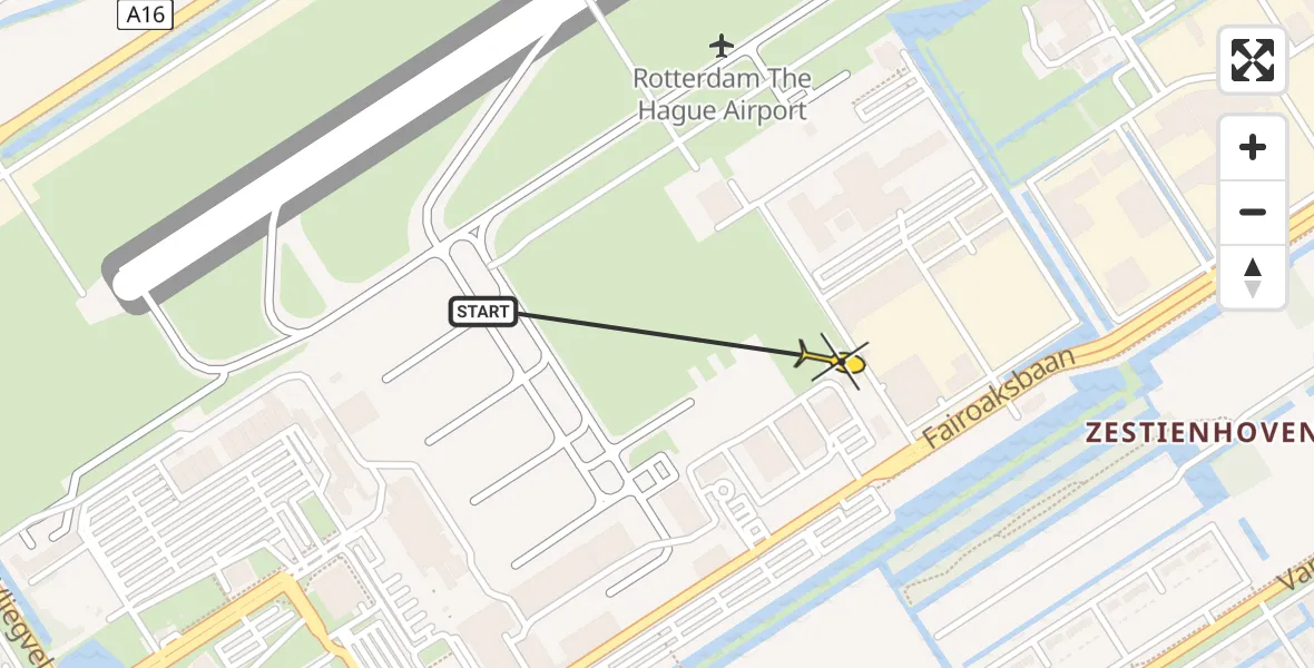 Routekaart van de vlucht: Lifeliner 2 naar Rotterdam The Hague Airport, Brandenburgbaan