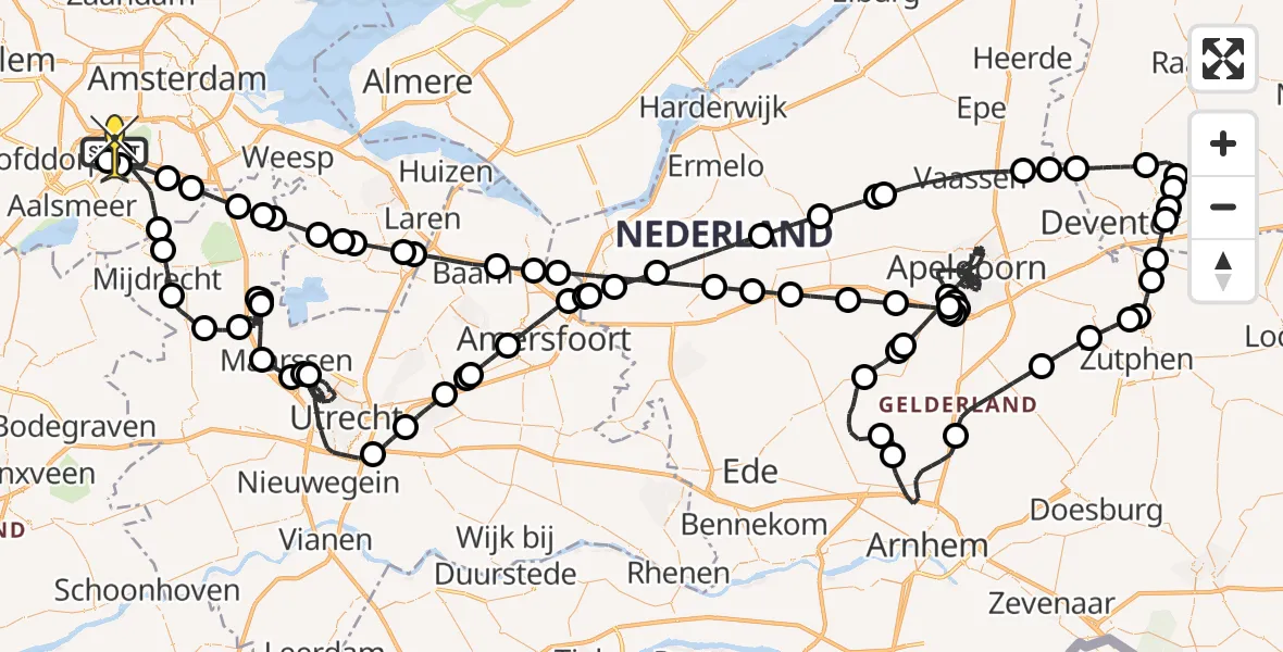 Routekaart van de vlucht: Politieheli naar Schiphol, Schipholdijk