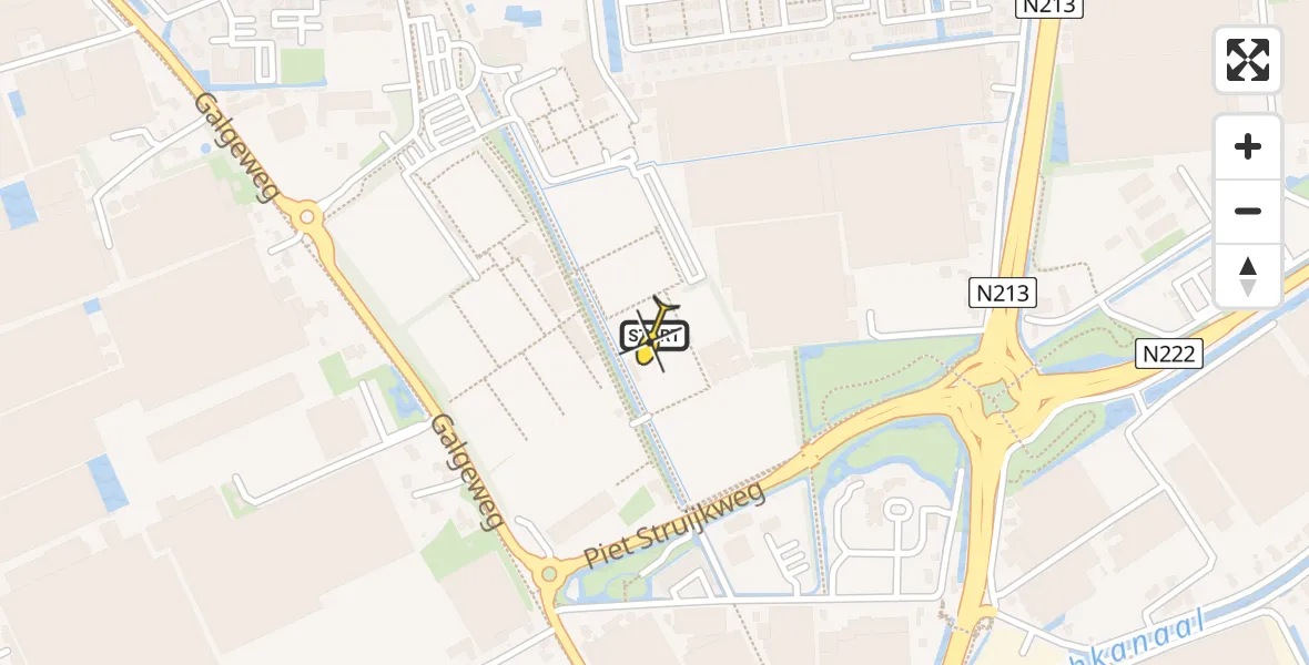 Routekaart van de vlucht: Lifeliner 2 naar Naaldwijk, De Hoge Bomen