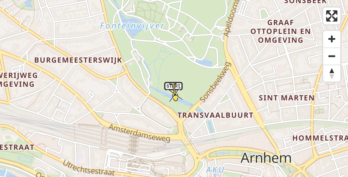 Routekaart van de vlucht: Lifeliner 3 naar Arnhem, Zijpendaalseweg