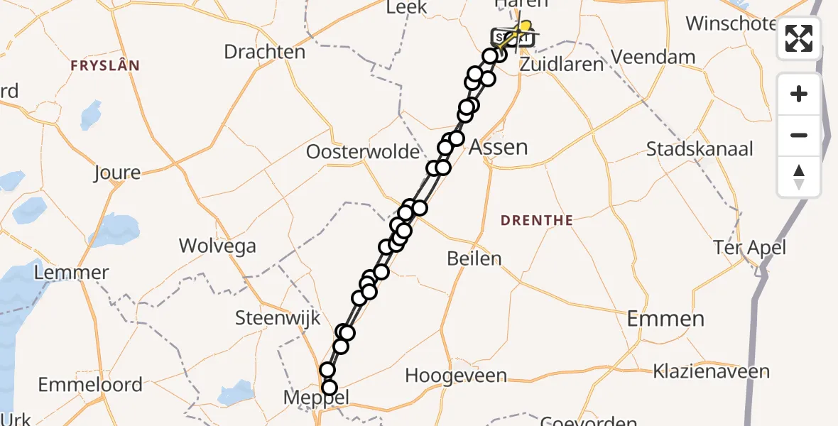 Routekaart van de vlucht: Lifeliner 4 naar Groningen Airport Eelde, Luchtenburgerweg