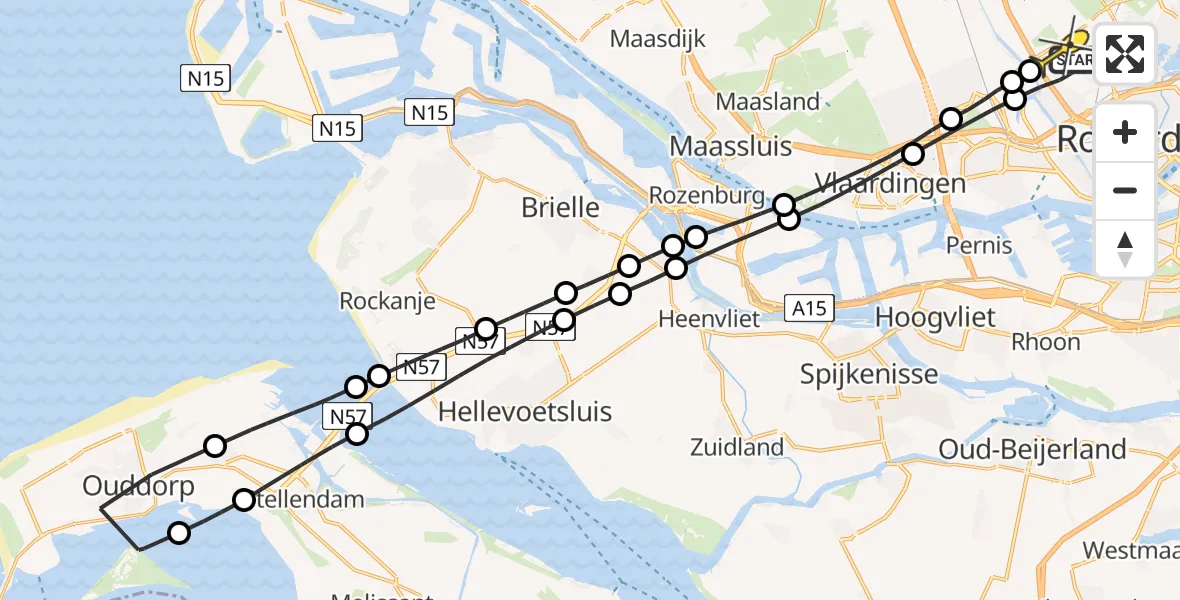 Routekaart van de vlucht: Lifeliner 2 naar Rotterdam The Hague Airport, Achterdijk