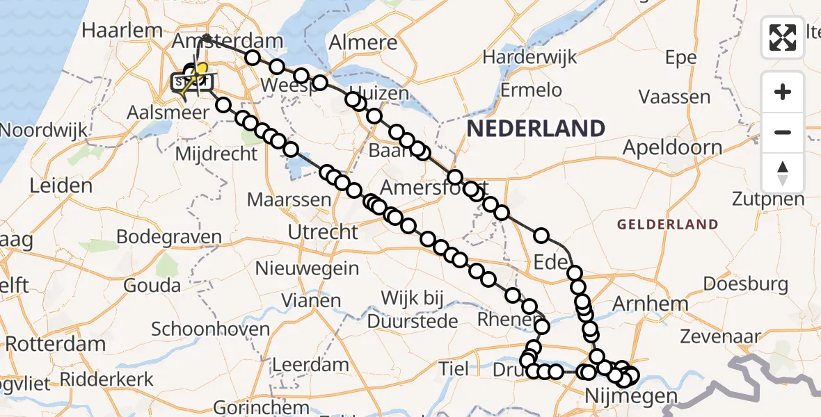 Routekaart van de vlucht: Politieheli naar Schiphol, Loevesteinse Randweg