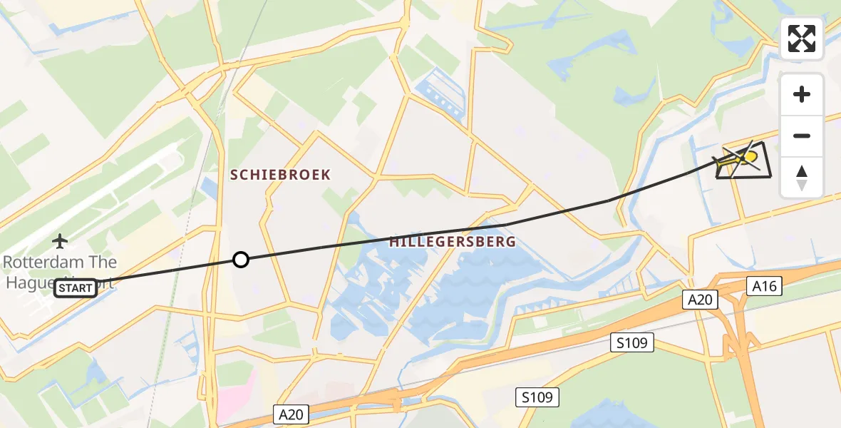 Routekaart van de vlucht: Lifeliner 2 naar Rotterdam, Brandenburgbaan