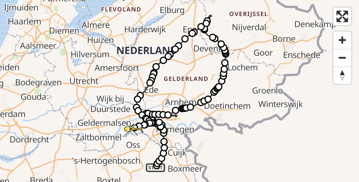 Routekaart van de vlucht: Politiehelikopter naar Maasbommel, Trentsedijk