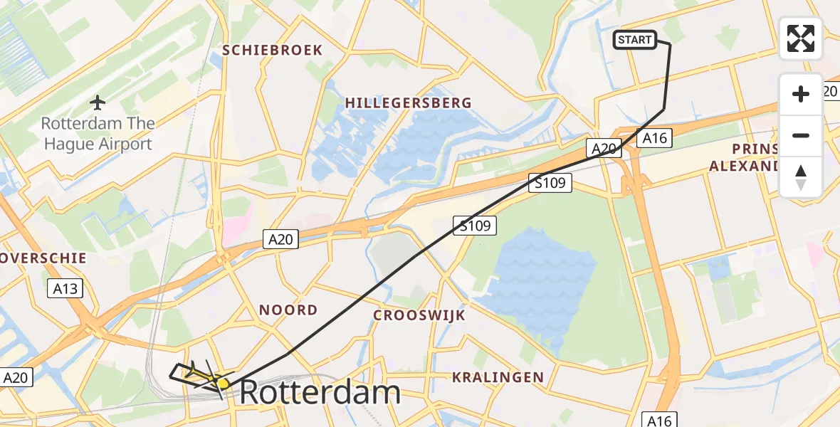 Routekaart van de vlucht: Lifeliner 2 naar Rotterdam, Pijpbloem