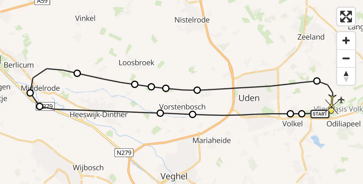 Routekaart van de vlucht: Lifeliner 3 naar Vliegbasis Volkel, Venstraat