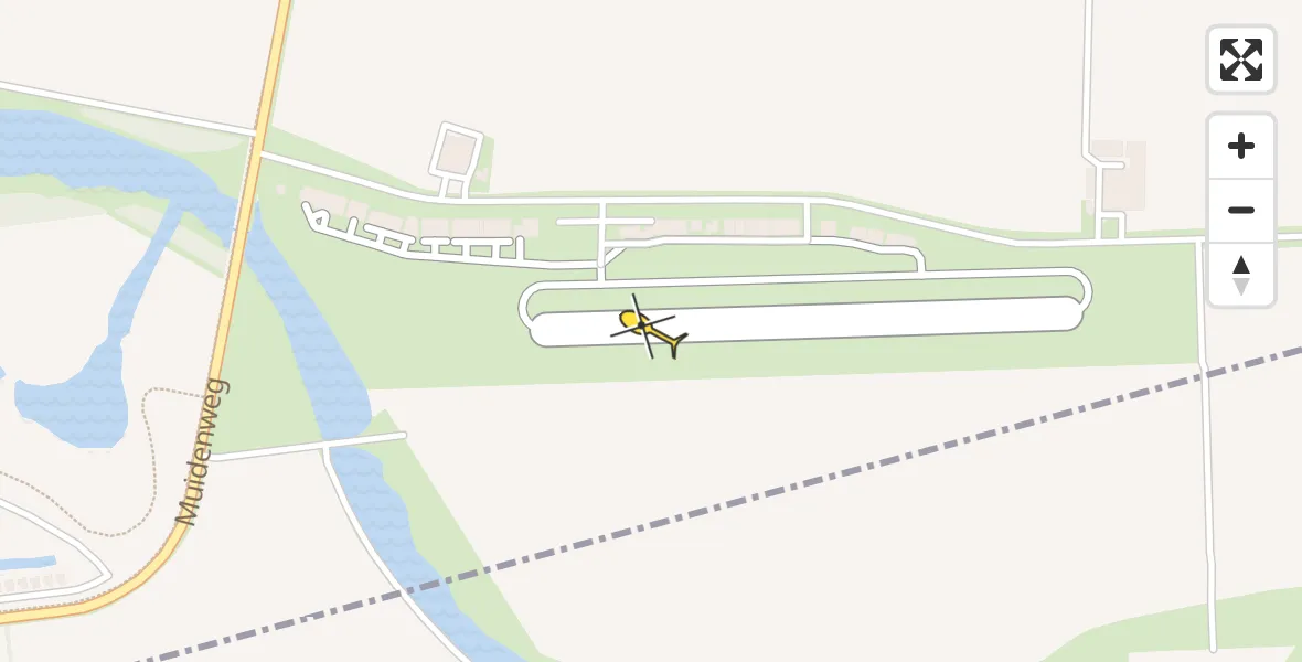 Routekaart van de vlucht: Kustwachthelikopter naar Vliegveld Midden-Zeeland