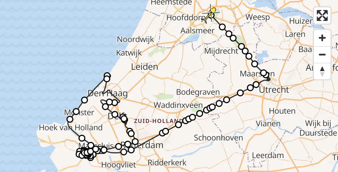 Routekaart van de vlucht: Politiehelikopter naar Schiphol, Doggevaart