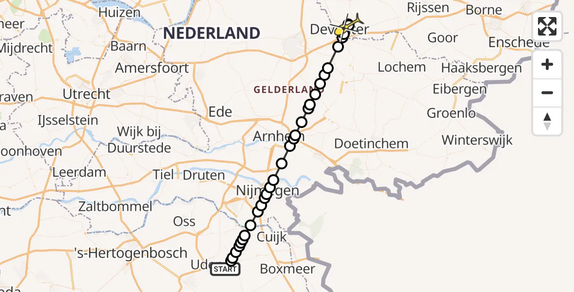 Routekaart van de vlucht: Lifeliner 3 naar Deventer, Nieuwedijk