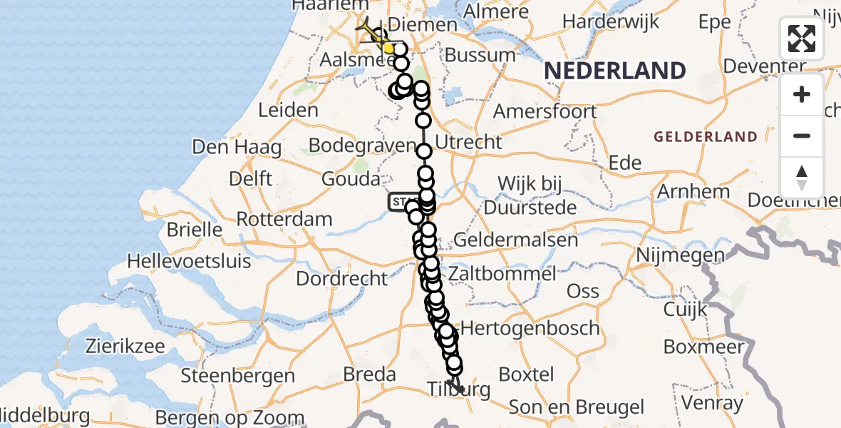 Routekaart van de vlucht: Politieheli naar Schiphol, Tiendweg