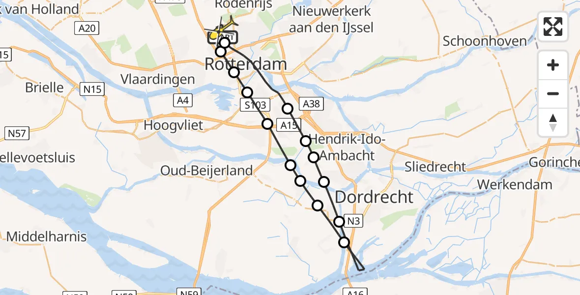 Routekaart van de vlucht: Lifeliner 2 naar Rotterdam The Hague Airport, Orlybaan
