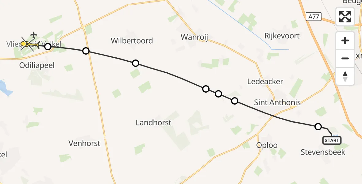 Routekaart van de vlucht: Lifeliner 3 naar Vliegbasis Volkel, Radioweg