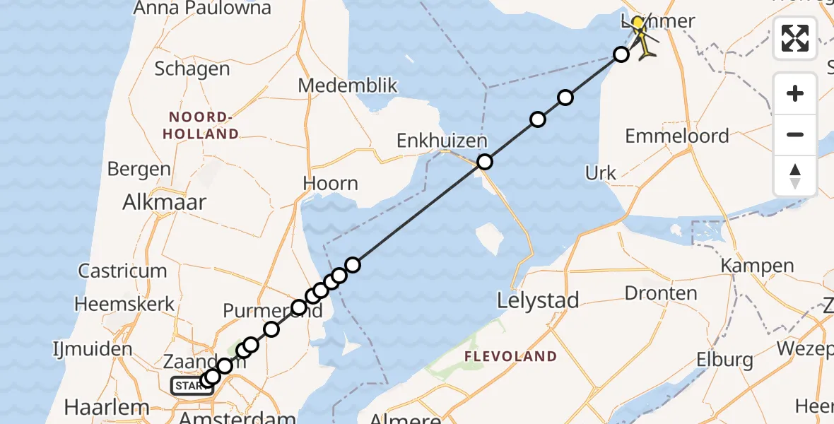Routekaart van de vlucht: Lifeliner 1 naar Rutten, Kajuitpad