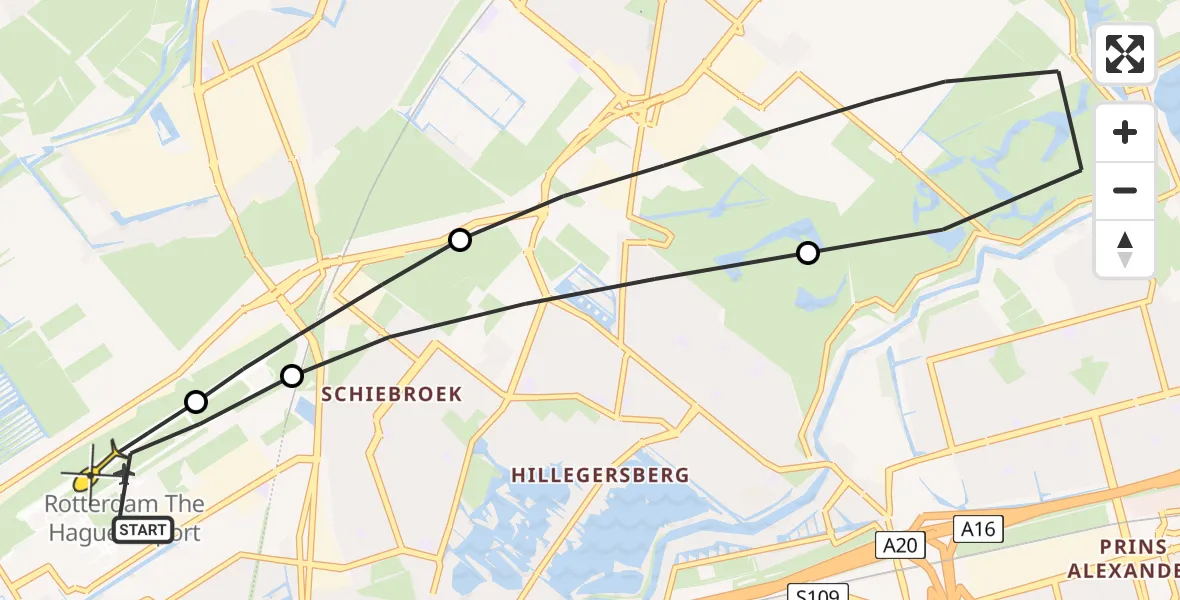 Routekaart van de vlucht: Lifeliner 2 naar Rotterdam The Hague Airport, Bovendijk