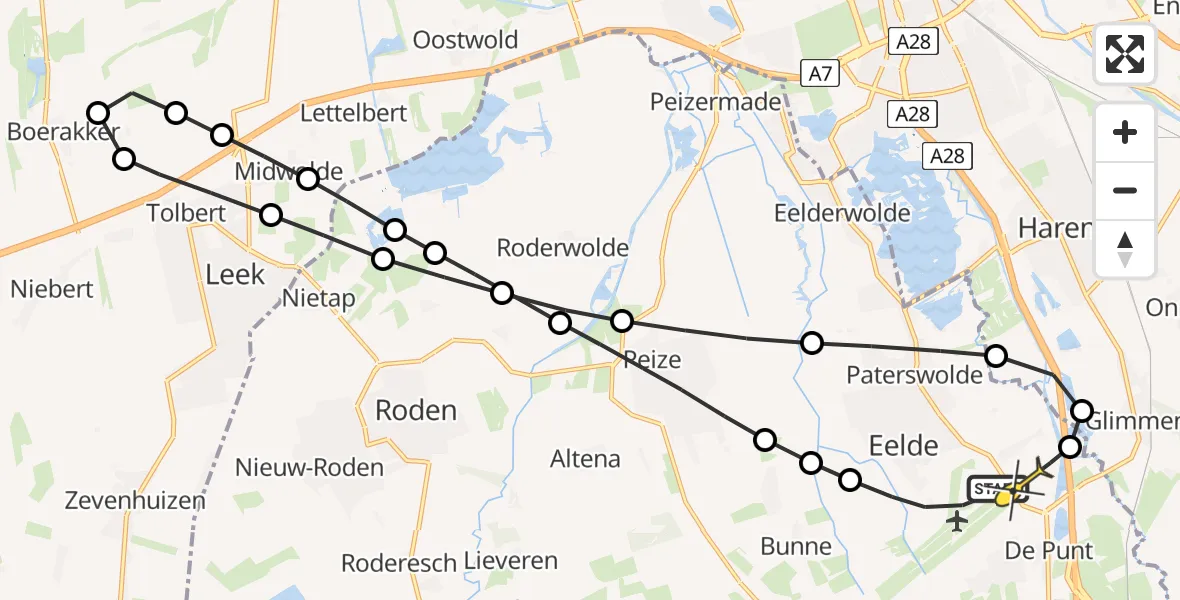 Routekaart van de vlucht: Lifeliner 4 naar Groningen Airport Eelde, Lugtenbergerweg