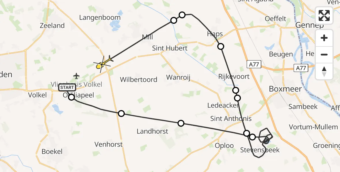 Routekaart van de vlucht: Politiehelikopter naar Odiliapeel, Eekhoornlaan