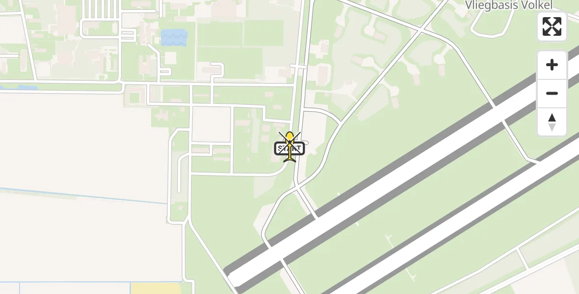 Vluchtroute Politiehelikopter van Vliegbasis Volkel naar Vliegbasis Volkel