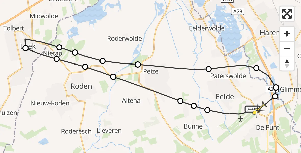 Routekaart van de vlucht: Lifeliner 4 naar Groningen Airport Eelde, Hoofdweg