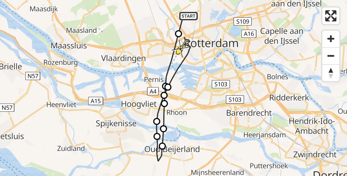 Routekaart van de vlucht: Lifeliner 2 naar Rotterdam, Landzichtstraat